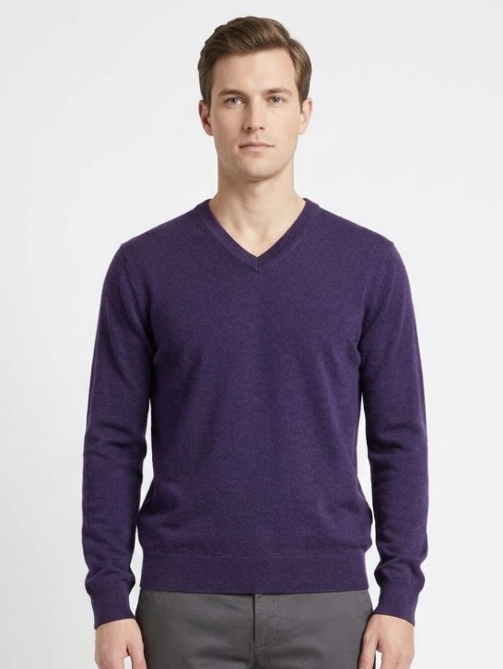 Daniel Cremieux Signature Mens Small Purple 100% Supima Cotton V-Neck Sweater